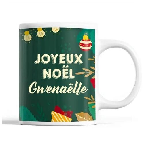 Tasse Noël Gwenaëlle Vert | Mug Prénom Idée Cadeau Secret Santa