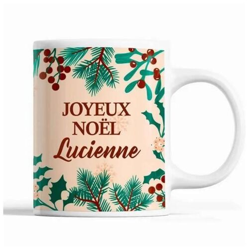 Mug - Lucienne - Noël - Céramique - Beige - 325 Ml - Lave-Vaisselle Et Micro-Onde