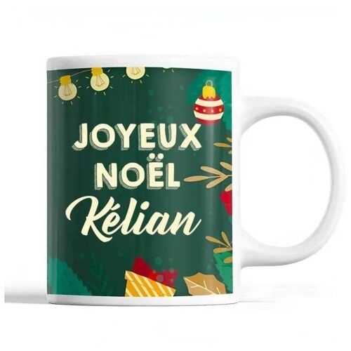 Tasse Noël Kélian Vert | Mug Prénom Idée Cadeau Secret Santa