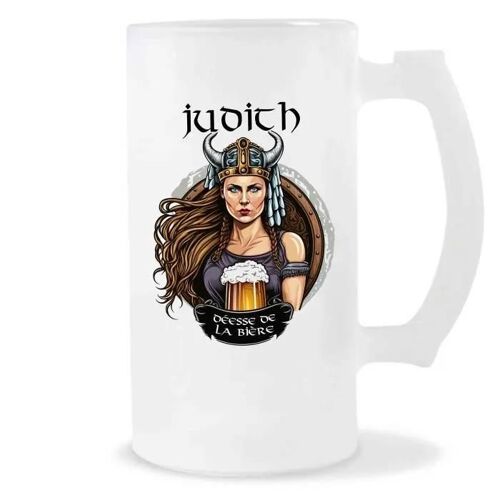 Chope De Bière Prénom Judith Femme Viking Valkyrie Design Guerrière| Verre À Bière Pinte Cadeau Apéro Humour Alcool