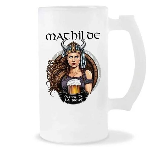 Chope De Bière Prénom Mathilde Femme Viking Valkyrie Design Guerrière| Verre À Bière Pinte Cadeau Apéro Humour Alcool