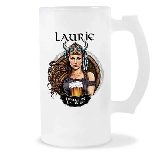 Chope De Bière Prénom Laurie Femme Viking Valkyrie Design Guerrière| Verre À Bière Pinte Cadeau Apéro Humour Alcool