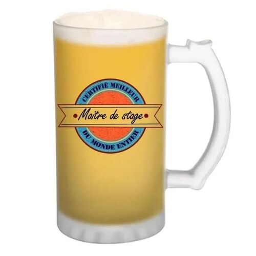 Chope De Bière Certifié Meilleur Maitre De Stage Du Monde Entier | Tasse Cadeau Travail Boulot Métier Retraite Collègue Homme Pinte