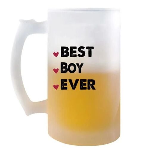 Chope De Bière Best Boy Ever | Idée Tasse Cadeau Couple Saint Valentin Homme Anniversaire Noël | Pinte De Bière Cervoise Pour Boy