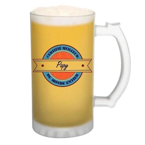 Chope De Bière Certifié Meilleur Papy Du Monde Entier | Idée Tasse Cadeau Papi Famille Fête Des Grands-Pères Pinte Cervoise
