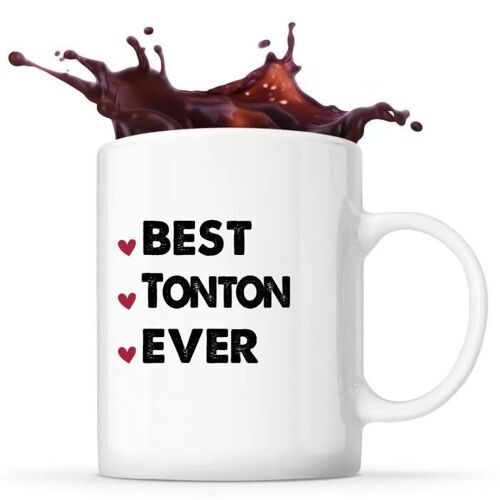 Mug - Best Tonton Ever - Céramique - 325 Ml - Imprimé Recto/Verso - Résistant Lave-Vaisselle