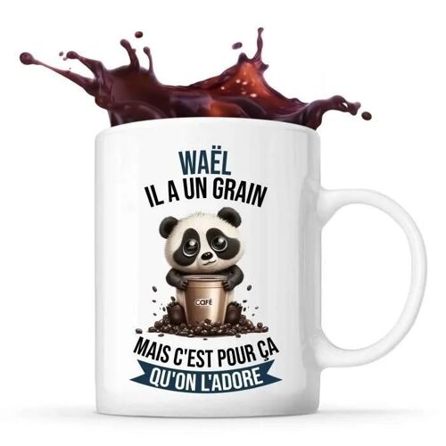 Mug - Waël - Panda - Céramique - 325 Ml - Imprimé Recto/Verso - Résistant Lave-Vaisselle