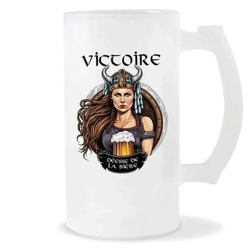 Chope De Bière Prénom Victoire Femme Viking Valkyrie Design Guerrière| Verre À Bière Pinte Cadeau Apéro Humour Alcool