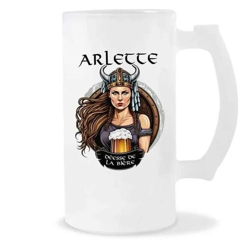 Chope De Bière Prénom Arlette Femme Viking Valkyrie Design Guerrière| Verre À Bière Pinte Cadeau Apéro Humour Alcool