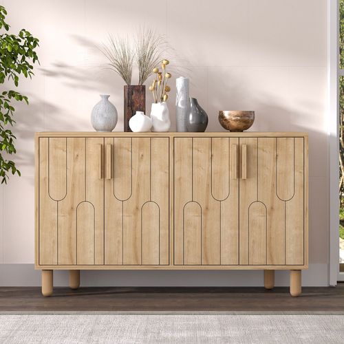 Vinci - Buffet 4 Portes Aspect Bois Design Graphique120x73cm