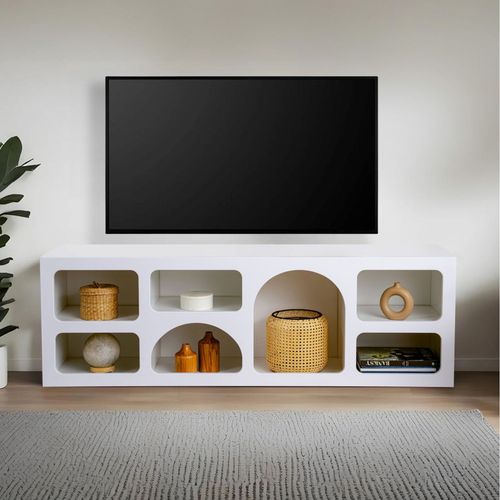 Ferlis - Buffet Bas 7 Niches Design Organique Blanc 160x50cm