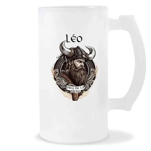 Chope De Bière Léo Design Viking | Verre À Bière Pinte Cadeau Apéro Humour Alcool Pour Amateur De Bière
