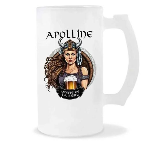 Chope De Bière Prénom Apolline Femme Viking Valkyrie Design Guerrière| Verre À Bière Pinte Cadeau Apéro Humour Alcool