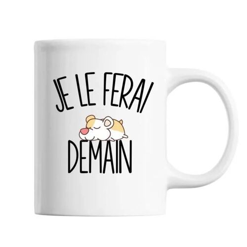 Mug - Hamster - Je Le Ferai Demain - Céramique - 325 Ml - Résistant Lave-Vaisselle Et Micro-Onde