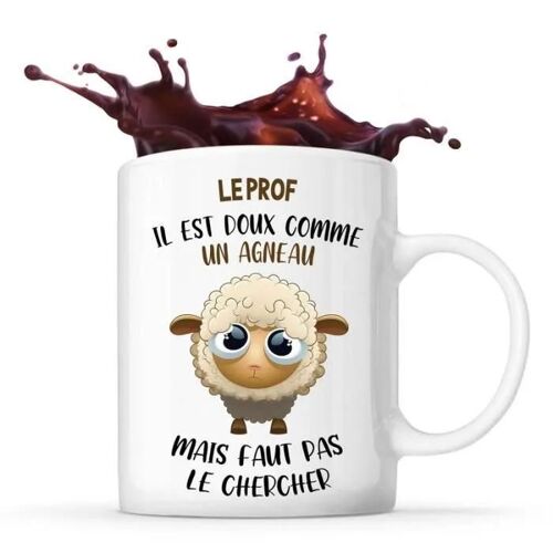 Mug - Le Prof - Doux Comme Un Agneau - Céramique - Blanc - Design Contemporain