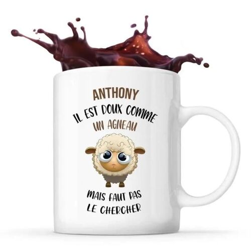 Mug - Anthony - Doux Comme Un Agneau - Céramique - Compatible Lave-Vaisselle - Design Contemporain