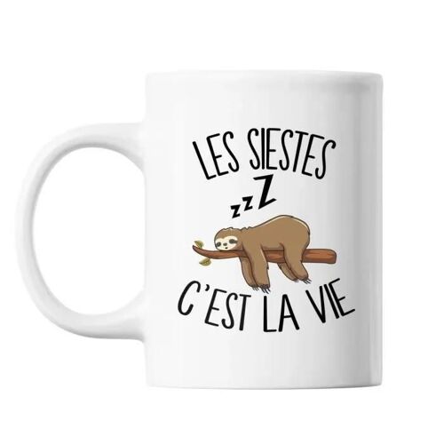 Mug - Les Siestes C'est La Vie - Céramique - 325 Ml - Résistant Lave-Vaisselle - Design Contemporain