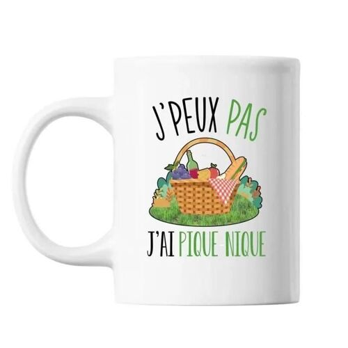 Mug - Pique-Nique J'peux Pas - Céramique - 325 Ml - Résistant Lave-Vaisselle Et Micro-Onde