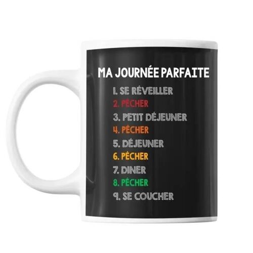 Mug - Pêcher - Journée Parfaite - Céramique - 325 Ml - Résistant Lave-Vaisselle Et Micro-Onde
