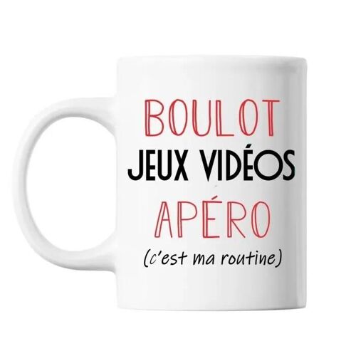 Mug Jeux Vidéo C'est Ma Routine Blanc | Tasse Humour