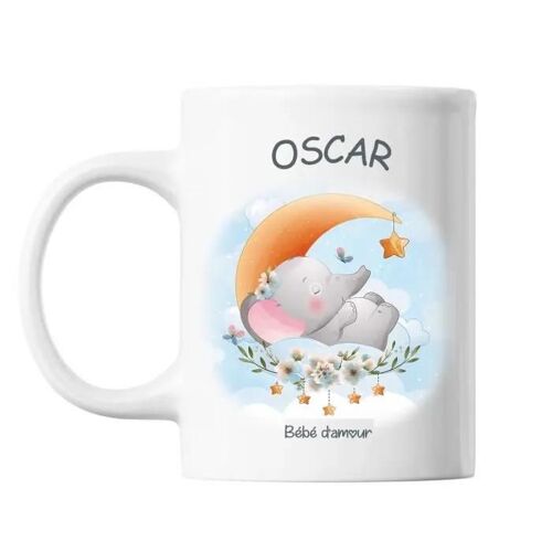Mug - Oscar - Bébé D'amour - Céramique - 325 Ml - Blanc