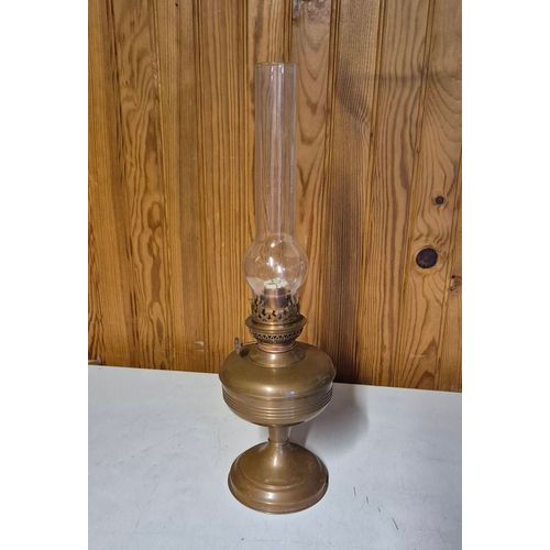 Lampe à huile métal cuivré 48cm ancienne décoration