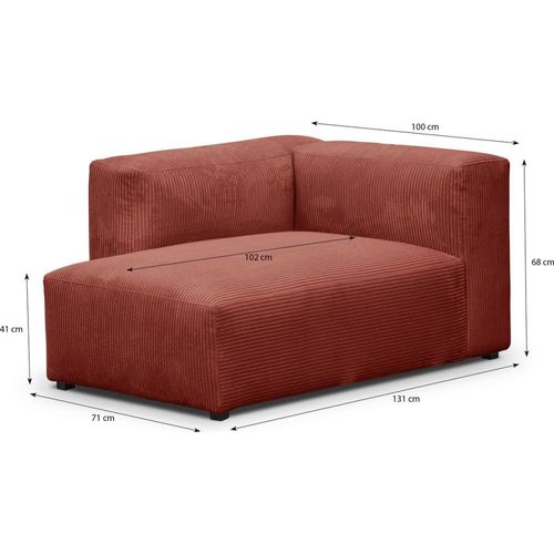 Méridienne D'angle À Gauche Modulable En Velours Côtelé Rouille