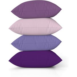 Kjakl-Couleur Unie Housses De Coussin En Lin Pour Canapé Dégradé Violet Coussin Pour Le Lit Manoir Lavande Couleur Fait Main Carré Housses De Coussin Avec Fermeture Éclair Invisible 45x45cm Lot De 4