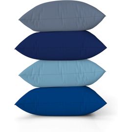 Kjakl-Couleur Unie Housses De Coussin En Lin Pour Canapé Dégradé Bleu Coussin Pour Le Lit Glacier Couleur Marine Fait Main Carré Housses De Coussin Avec Fermeture Éclair Invisible 40x40cm Lot De 4