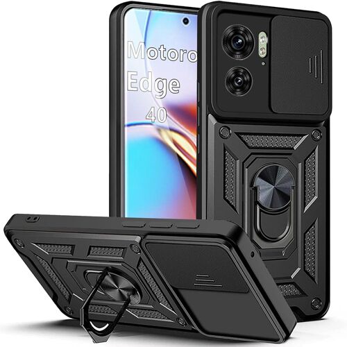 Coque Motorola Edge 40 Avec Magnétique Avec 360° Support,Housse Cache Pour Caméra Coulissante,Anti-Chute Étui Protection Cover Voiture Magnétique Avec 360° De Stand Case
