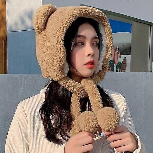 Cache-Oreilles Ours Mignon, Bonnet Baotou Polyvalent En Peluche Pour Enfants, Hiver (Kaki)