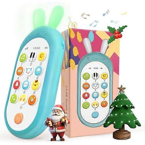MH-(Bleu) Jouet téléphone portable pour enfants, smartphone bilingue pour bébé,