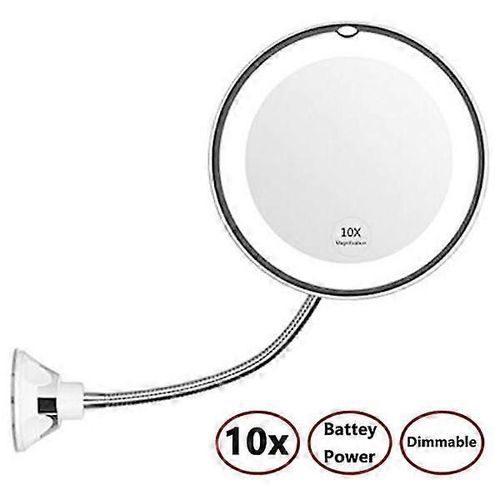Miroir De Maquillage Flexible À Col De Cygne Avec Éclairage Led Et Grossissement X10 