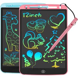 KALTD-Tablette Dessin Enfant 2 Pack,Tablette Graphique De 12 Pouces Pour Enfants,Jeux Ardoise Magique Cadeaux Parfaits Pour Les Garçons Et Les Filles 3 4 5 6 7 8 9 10 11 12 Ans (Rose+Bleu)