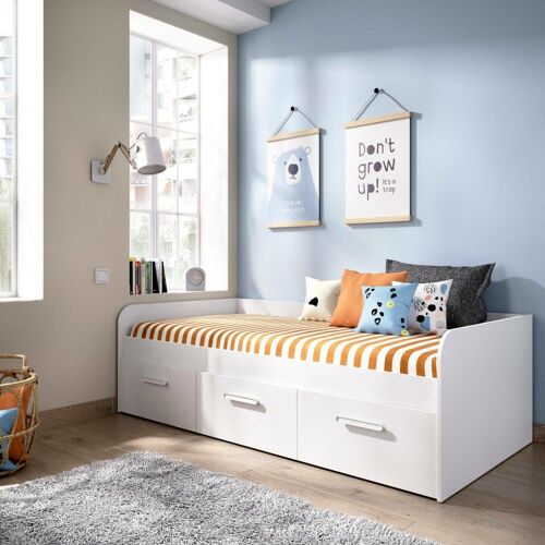 Lit d'enfant effet bois blanc 190x90 cm