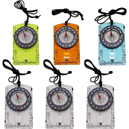 Lot De 6 Boussoles D'extérieur Avec Déclinaison Réglable, Boussole De Poche Avec Loupe, Règle, Échelle. Multifonction, Boussole De Poche Pour Enfants, Boussole Étanche Pour La Randonnée, Le Camping E