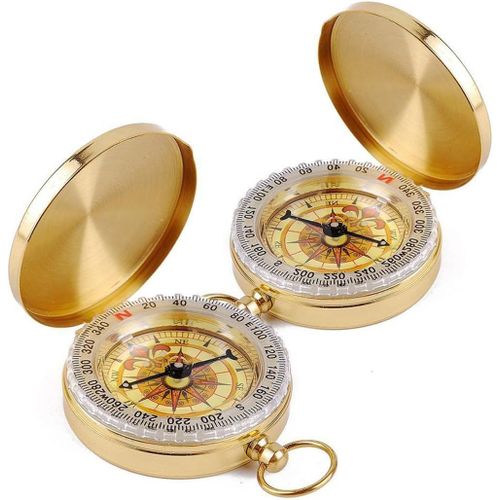 Boussole Lumineuse Multifonctionnelle Avec Couvercle, Boussole De Visée, Boussole De Poche Vintage Portable, Boussole De Survie Étanche Pour Le Voyage, La Randonnée, L'aventure