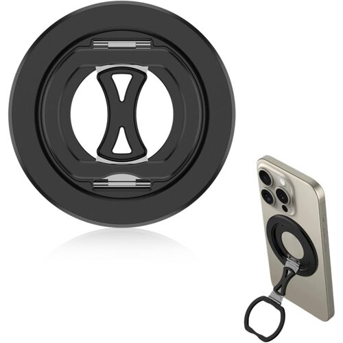 Support Magnétique Pour Smartphones (6,7-6,9 Pouces)-Double Anneau,Pivot 360°,Compatible Qi2,Pour Fitness/Salle De Sport,Universel Android & Ios-Support Téléphone Voiture,Bureau,Maison (Noir)