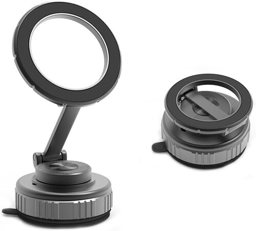 Support Téléphone Voiture Magnétique Ventouse,Compatible avec MagSafe,Porte Telephone Voiture,pour iPhone 16 15 14 13 12 Pro Max Plus et étui MagSafe,sur Miroir/Verre/Gym,Noir