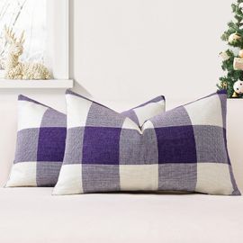 Kjakl-Lot De 2 Housses De Coussin 40x60 Cm De Plaid Classique De Noël Housses De Coussin Maison De Campagne Taie D'oreiller Décoratifs Pour Canapé, Salon Et Lit(Violet)