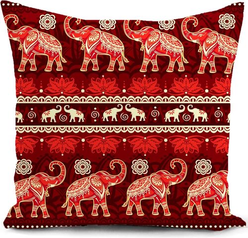 Cauc-Housse De Coussin Canape Rouge Indienne Decoration Salon Elephant Boheme Cadeau Femme Housse Coussin Pour Canapé 40x40 Cm Chambre Deco Exterieur Decoratif