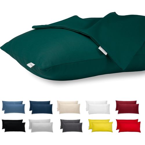 Cauc-Taie D'oreiller 40x80 Coton Satin Premium Lot De 2 Housse Coussin Pour Coussins Canapé/Lit Tissu Super Doux Resistant Et Lavable Hypoallergénique Anti-Acariens Avec Fermeture Éclair Invisible