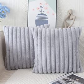 Cauc-Lot De 2 Housses De Coussin En Fausse Fourrure Duveteuse Pour Canapé-Lit,Housse Coussins Moderne Décoratifs Style Marocain 50x50 Cm Gris Argenté