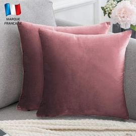 Kjakl-Lot De 2 Housses De Coussin Terracotta Rose Blush Velours 40x40 Cm Uni, Taie D'oreiller Carré Doux Et Moderne Pour Salon Scandinave, Terre De Sienne Canapé (2 Terracotta Rose Blush)