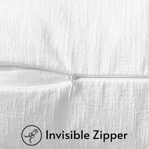 Cauc-Lot De 2 Housses De Coussins 40x40 Cm Chenille Douce Blanc Housse De Coussin Décorative Taie D'oreiller Lombaire Solide Pour Canapé Salon Lit Décoration D'intérieur (Blanc)