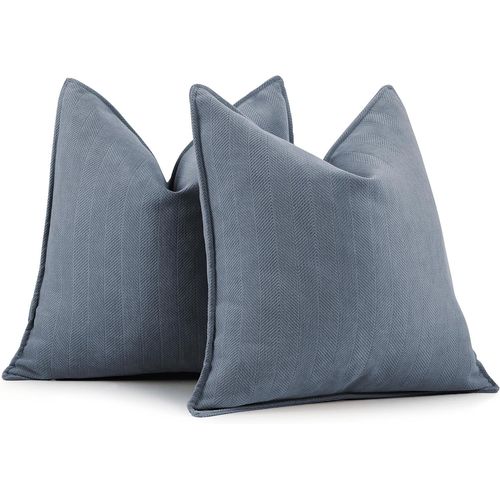 Trahoo-Housse De Coussin Bleu 40x40, Lot De 2 Housse Coussin En Chenille Coussin Canape Pour Canapé Au Design Élégant, Coussins Décoratifs Doux Et Luxueux Pour Canapé, Lit Et Décoration De La Maison