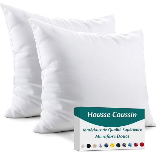 Cauc-Housse Coussin 50x50 Microfibre Premium Lot De 2 Taie D'oreiller Pour Coussins Canapé/Lit Tissu Super Doux Resistant Et Lavable Hypoallergénique Anti-Acariens Avec Fermeture Éclair Invisible