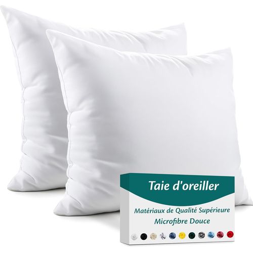 Cauc-Taie D'oreiller 60x60 Microfibre Premium Lot De 2 Housse Coussin Pour Coussins Canapé/Lit Tissu Super Doux Resistant Et Lavable Hypoallergénique Anti-Acariens Avec Fermeture Éclair Invisible