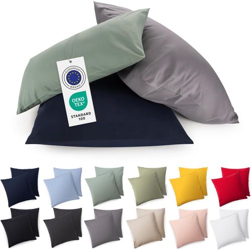 Tianyi-Taie Oreiller 65x65 Coton Lot De 2 - Certifiée Oeko-Tex - Housse Coussin Premium Lavable En Machine - Taie Oreiller 65 X 65 Ultra Douce - Jersey - Confortable Et Facile À Entretenir - Rose