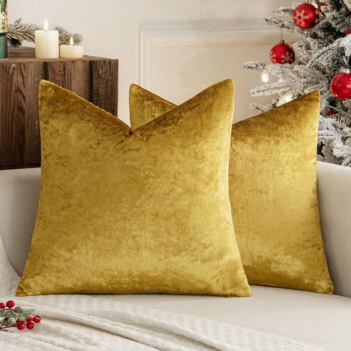 Cauc-Lot De 2 Housses De Coussins En Velours Décoratif D'or Canapé Taie D'oreiller Super Lisse Doux Decoration Maison Salon Chambre Pour Canapé 2 Pièces 45x45cm